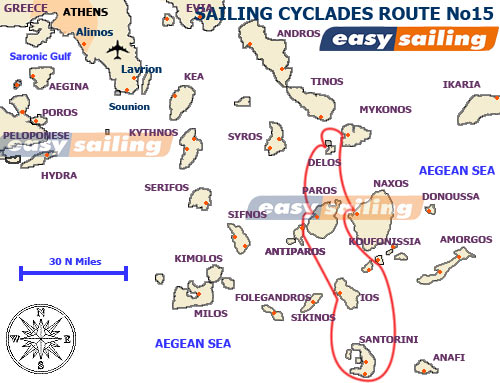 Sailing to Mykonos and Santorini islands yacht Greece