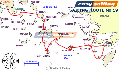 One Way sailing charter Athens-Cyclades-Dodecanese
