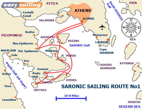 1 week charter Route Saronic / Argolic Gulf / Peloponese Sailing Itinerary no 1