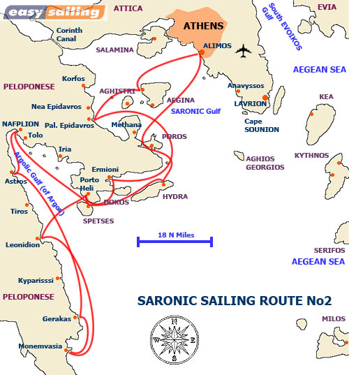 Saronic / Argolic Gulf Route No2 sailing out of Alimos marina