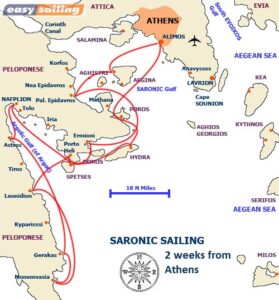 yacht charter Greece athens sailing 2 weeks route suggestion